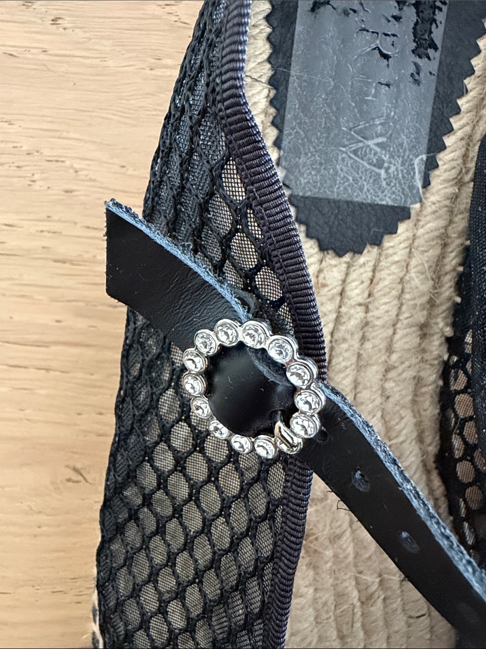 J. Crew Black Mesh Mary Jane Espadrilles with Cream Toe Cap - Picture 3 of 4